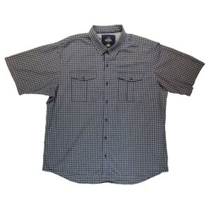 Red Head Button Down Shirt Mens 2XL Blue Plaid Short Sleeve 100% Cotton Vented